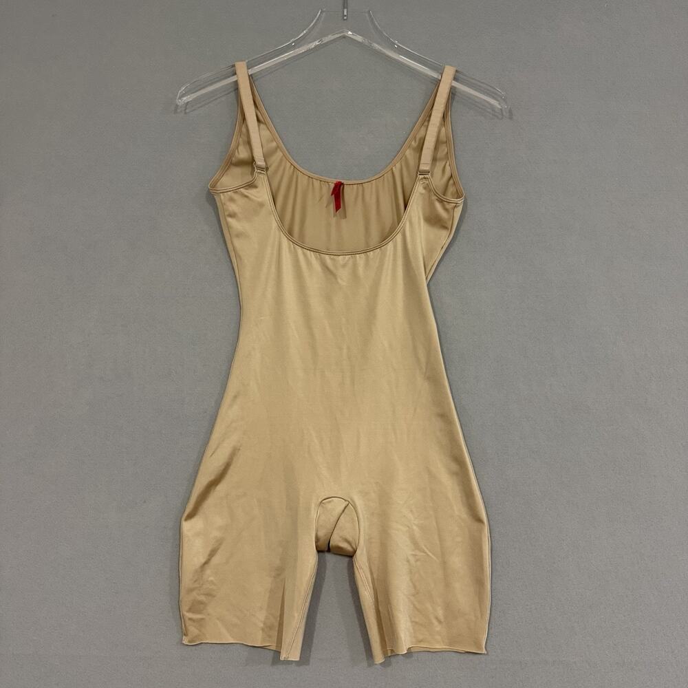 Spanx Bodysuit Size Medium Beige Open Bust Mid-Thigh Tummy Control 10235R